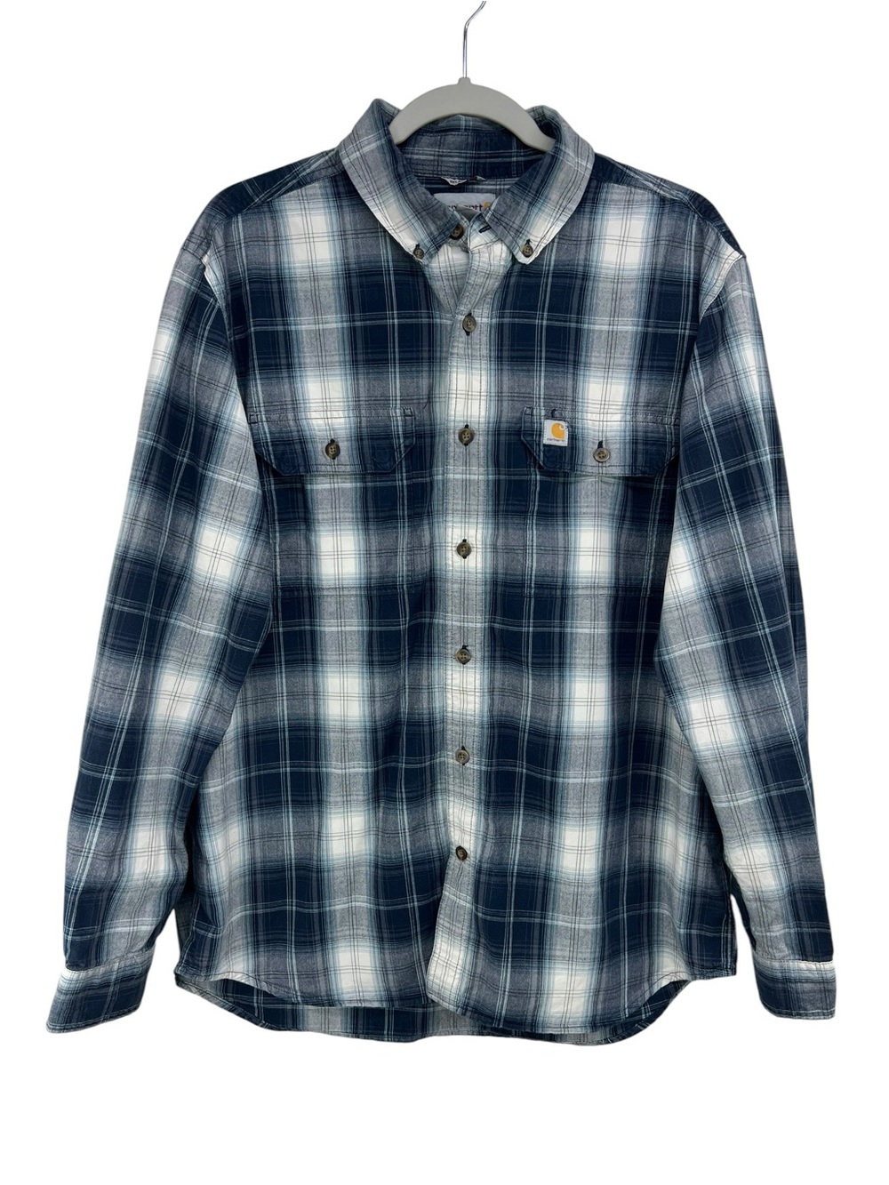 Carhartt Relaxed Fit Blue Plaid Button Down Shirt Mens Large